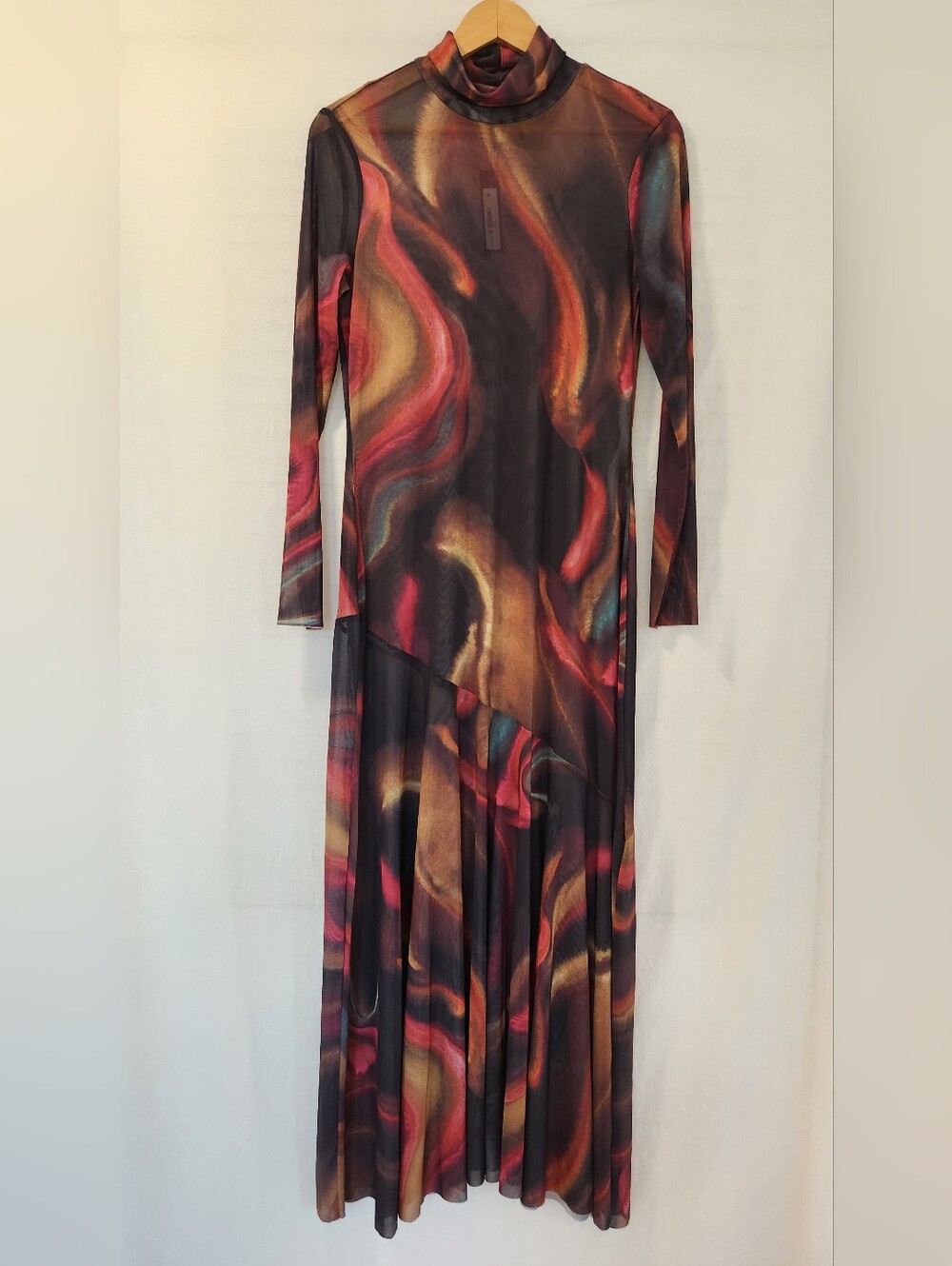 NWT Steve Madden Vivara Mesh Maxi Dress In Faded Ink Size L - Picture 6 of 10